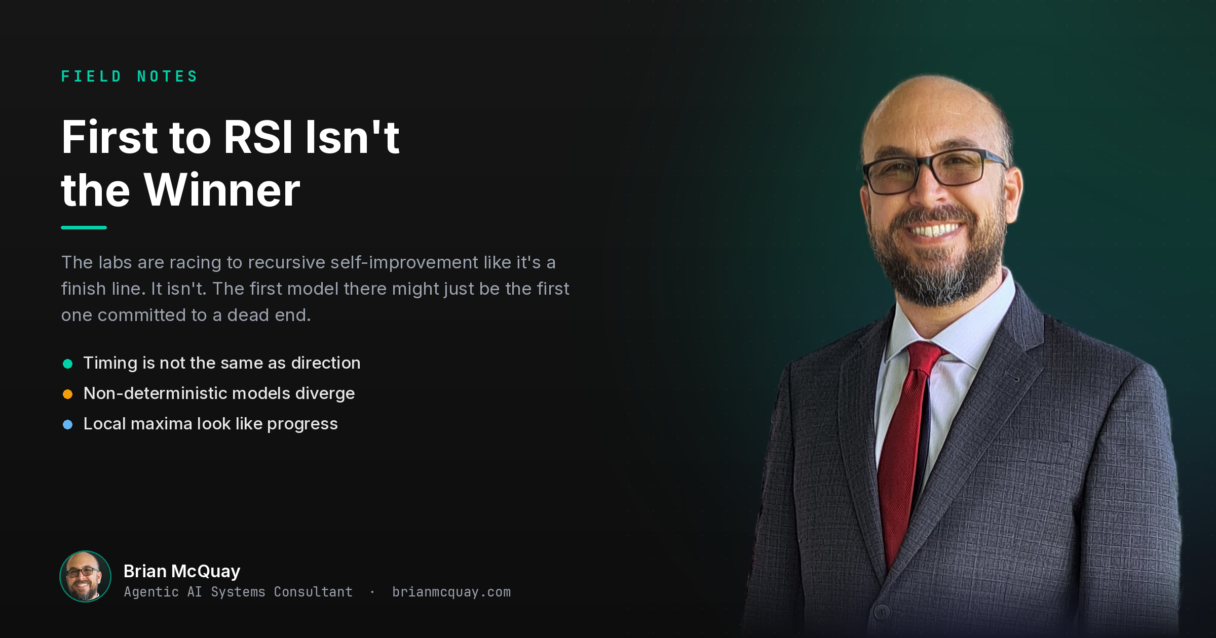 First to RSI Isn't the Winner: Why the Race to Recursive Self-Improvement Misses the Point